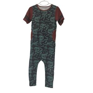 Rags dinosaur fossil print romper sz 3/4 gray green